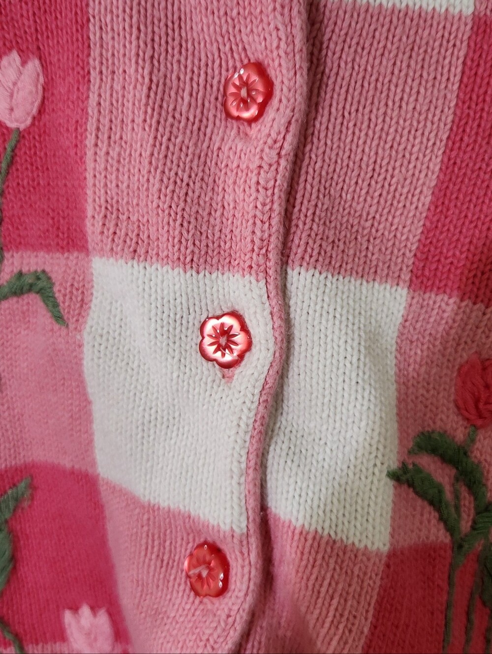 Vintage Teddi Embroidered Knit Short Sleeve Button Down Sweater Top XL - Picture 6 of 9